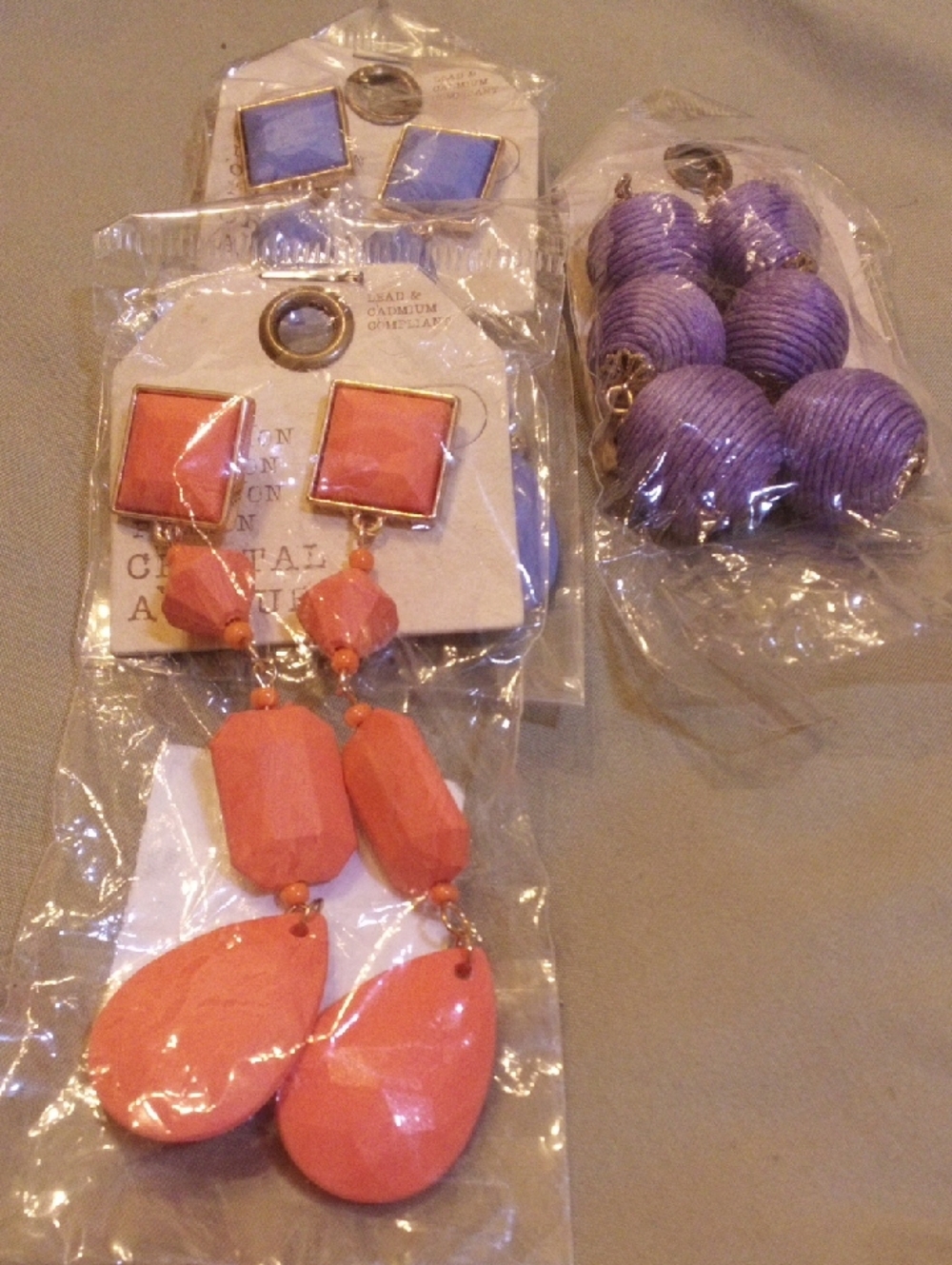 Women’s Statement Drop Earrings - Coral Pink and Lavender Options